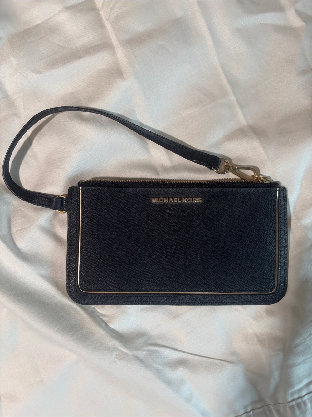 Michael Kors Black  Wristlet with Gold Hardware